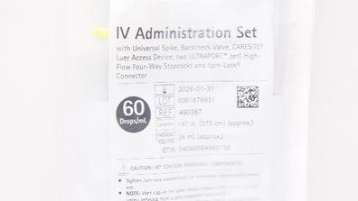 Braun 490367 IV Intravenous Administration Set 147inch x 24ml appx. 60Drops/mL
